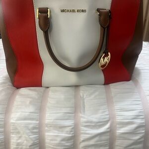 Michael Kors Tri-Color Tote in Red, White, and Brown